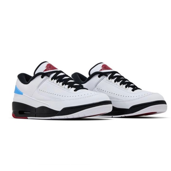 Jordan White and Black Sneakers with Red Accent
